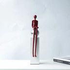 Abstract Figurine - Geometric Silver Sitting Sculpture, angled view - House Of Avana