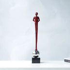 Abstract Figurine - Geometric Silver Sitting Sculpture, detail shot - House Of Avana