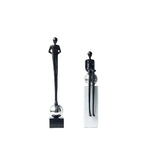 Abstract Figurine - Geometric Silver Sitting Sculpture, top view - House Of Avana