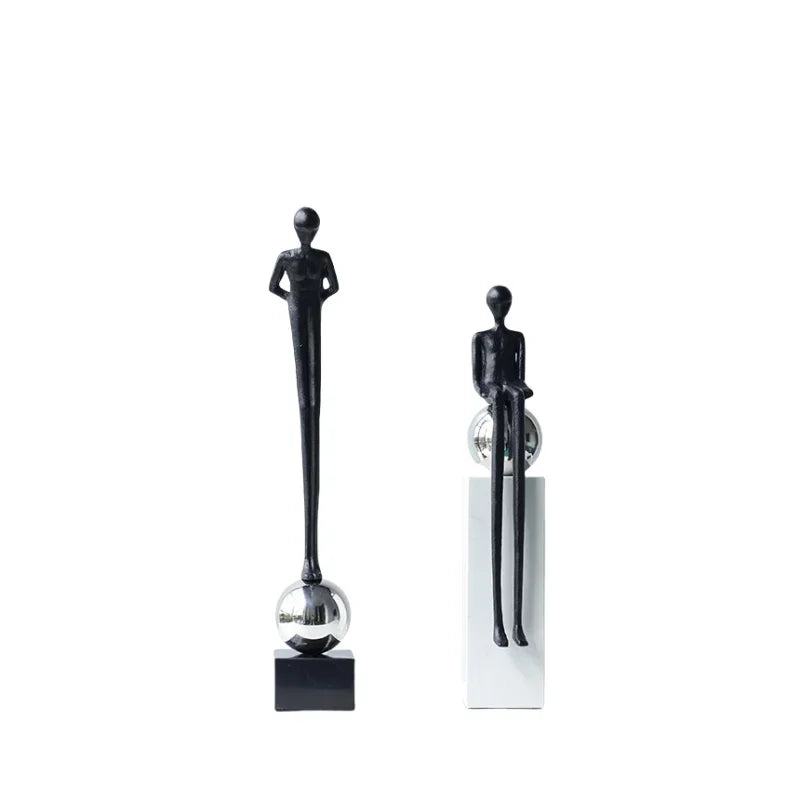 Abstract Figurine - Geometric Silver Sitting Sculpture, top view - House Of Avana