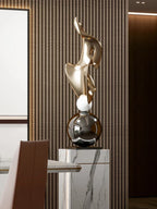 Abstract Metal Sculpture - Electroplated Silver, front view - House Of Avana