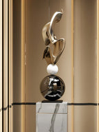 Abstract Metal Sculpture - Electroplated Silver, side view - House Of Avana