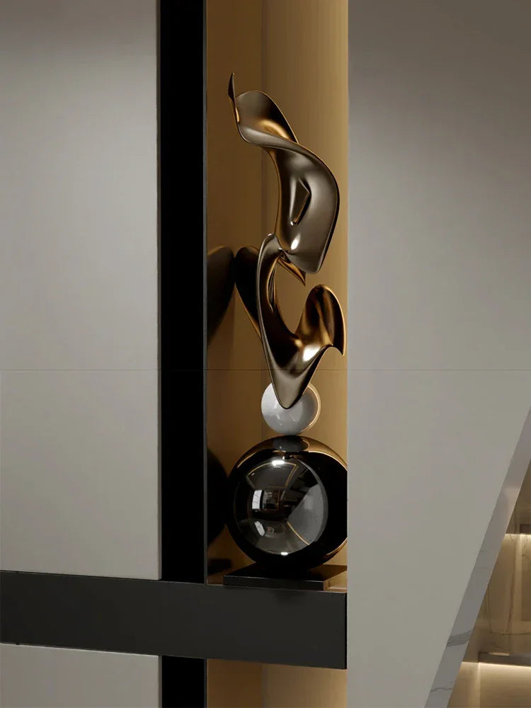 Abstract Metal Sculpture - Electroplated Silver, top view - House Of Avana