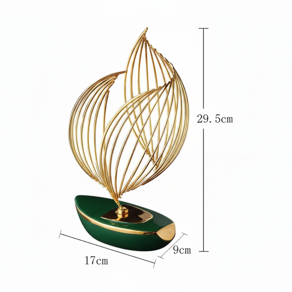 Geometric Sculpture – Gold and Green Metal [[SKU:HOA-SCU-543]]