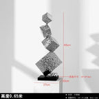 Geometric Sculpture - Northern Style Silver, angled view - House Of Avana