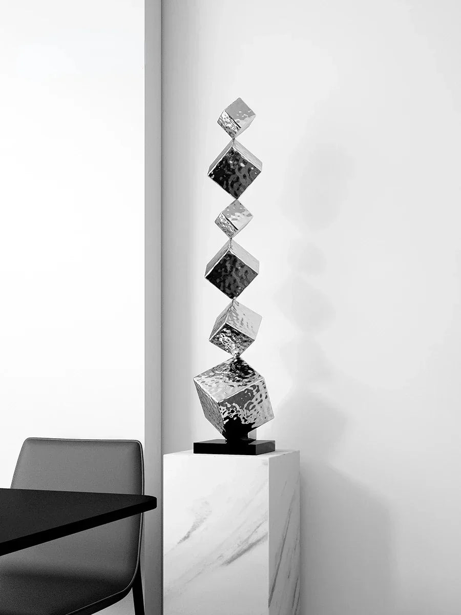 Geometric Sculpture - Northern Style Silver, back view - House Of Avana