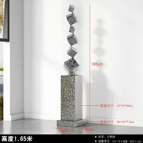 Geometric Sculpture - Northern Style Silver, close-up view - House Of Avana