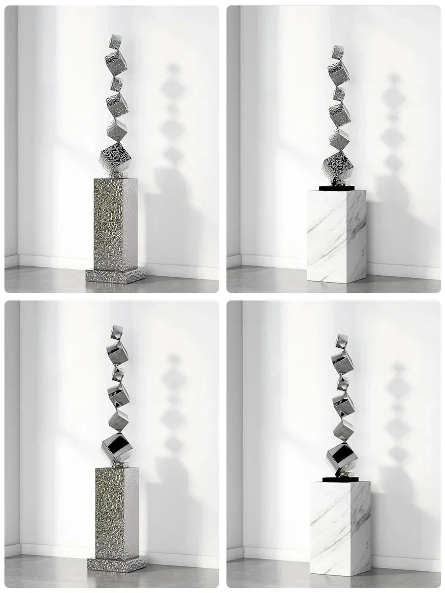 Geometric Sculpture - Northern Style Silver, lifestyle image - House Of Avana