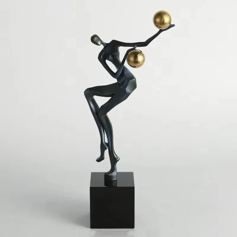 Metal Statue - Nordic Silver Acrobatic Figure, alternate view - House Of Avana