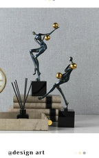 Metal Statue - Nordic Silver Acrobatic Figure, angled view - House Of Avana