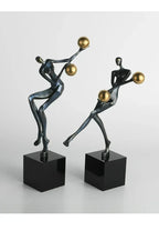 Metal Statue - Nordic Silver Acrobatic Figure, angled view - House Of Avana