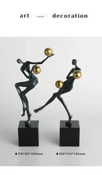 Metal Statue - Nordic Silver Acrobatic Figure, close-up view - House Of Avana