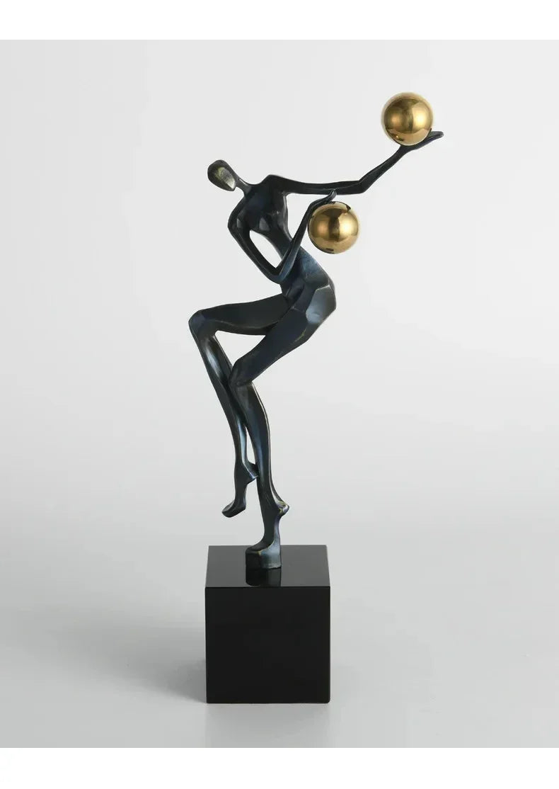 Metal Statue - Nordic Silver Acrobatic Figure, dimensions view - House Of Avana