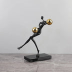 Metal Statue - Nordic Silver Acrobatic Figure, front view - House Of Avana