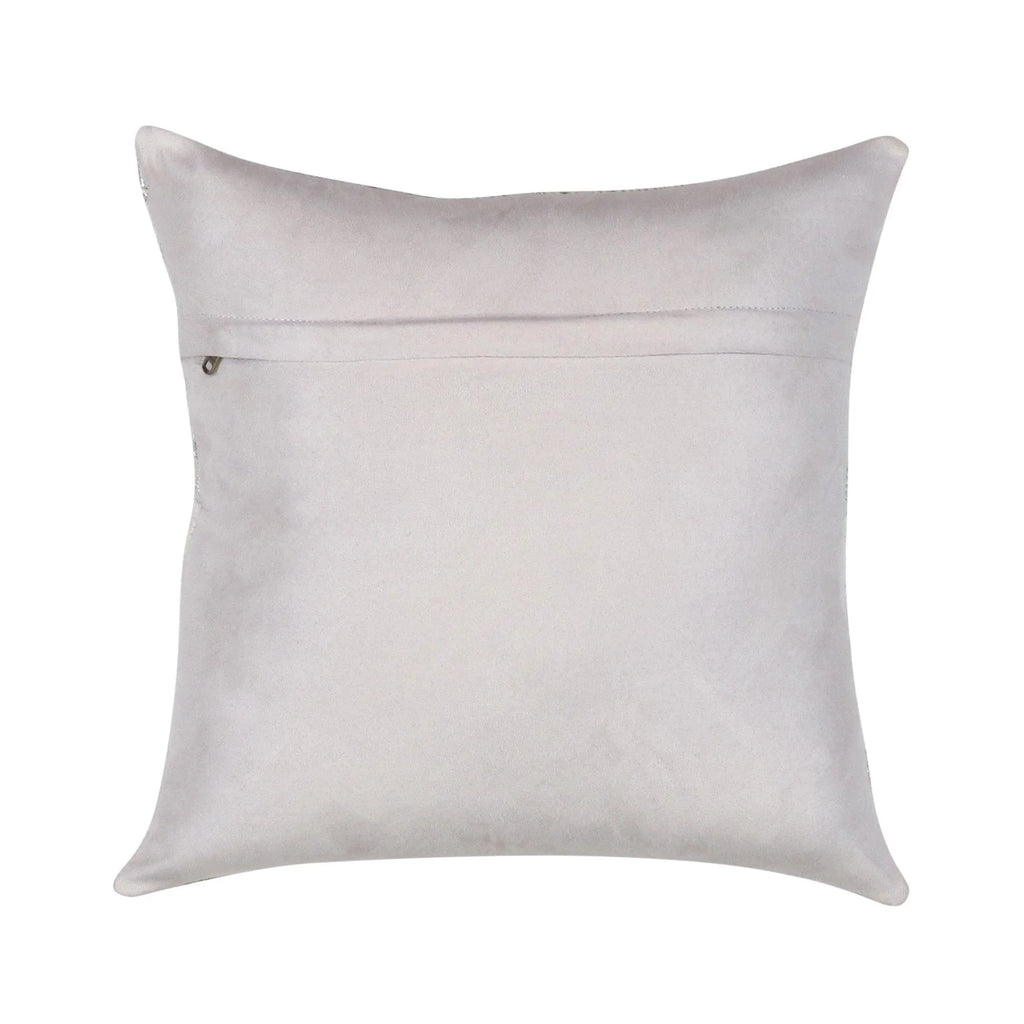 Canvello Safari Striped Silver Cowhide 17" Decorative Throw Pillow, side view - House Of Avana