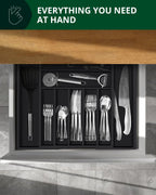 Silverware Drawer Organizer, Black (9 Slots) Royal Craft Wood