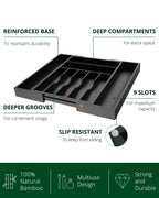 Silverware Drawer Organizer, Black (9 Slots) Royal Craft Wood
