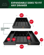 Silverware Drawer Organizer, Black (9 Slots) Royal Craft Wood