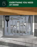 Silverware Drawer Organizer, Gray (9 Slots) Royal Craft Wood