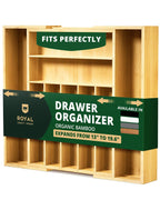 Silverware Drawer Organizer, Natural (9 Slots) Royal Craft Wood