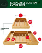 Silverware Drawer Organizer, Natural (9 Slots) Royal Craft Wood