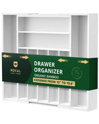 Silverware Drawer Organizer, White (9 Slots) Royal Craft Wood