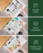 Silverware Drawer Organizer, White (9 Slots) Royal Craft Wood