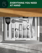 Silverware Drawer Organizer, White (9 Slots) Royal Craft Wood