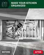 Silverware Drawer Organizer, White (9 Slots) Royal Craft Wood