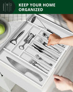Silverware Drawer Organizer, White (9 Slots) Royal Craft Wood