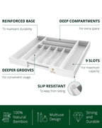 Silverware Drawer Organizer, White (9 Slots) Royal Craft Wood