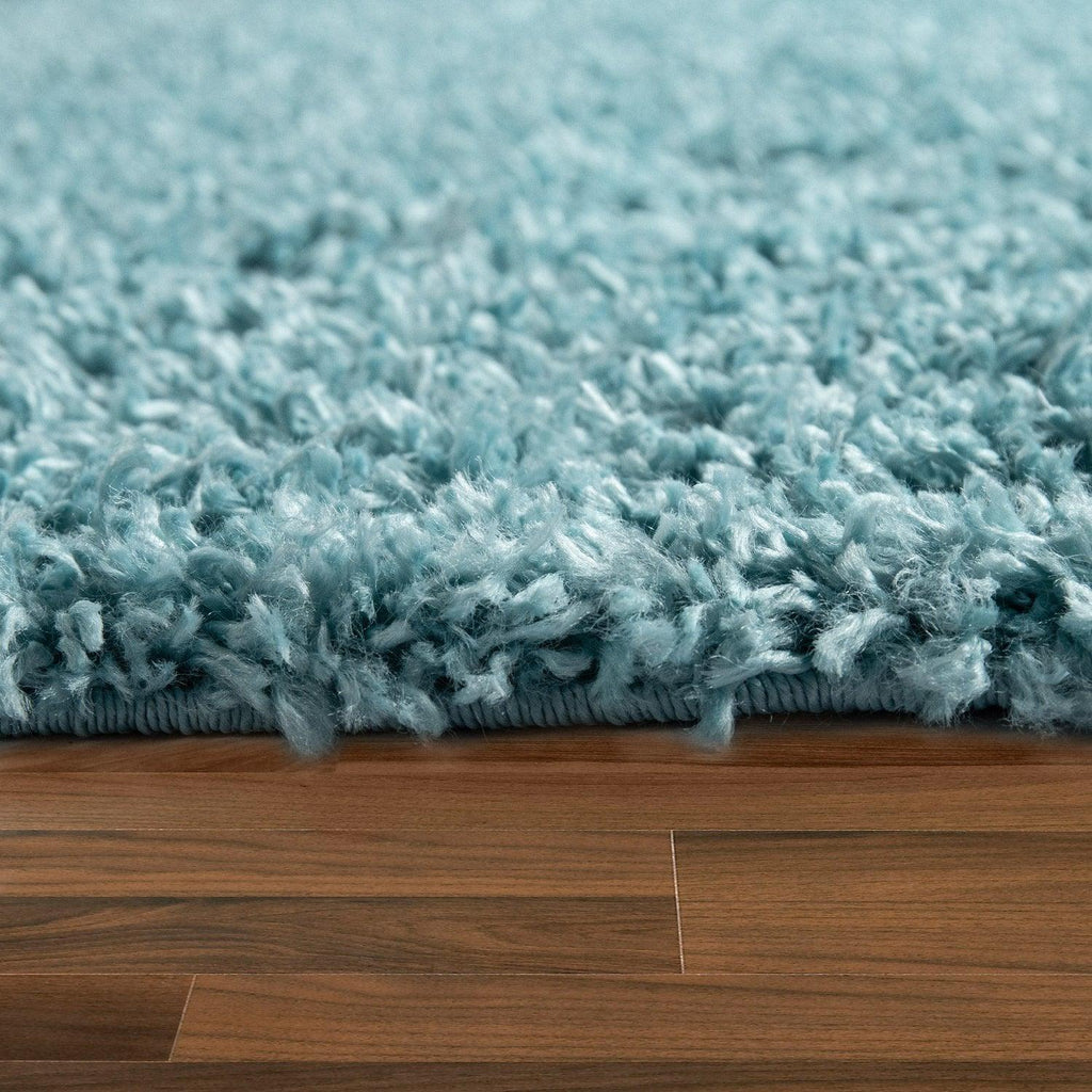 Simple High-Pile Rug Blue Turqouis Living Room Robust RugYourHome