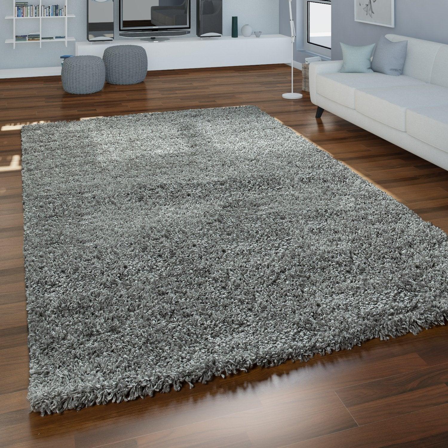 Simple High-Pile Rug Gray Living Room Robust RugYourHome
