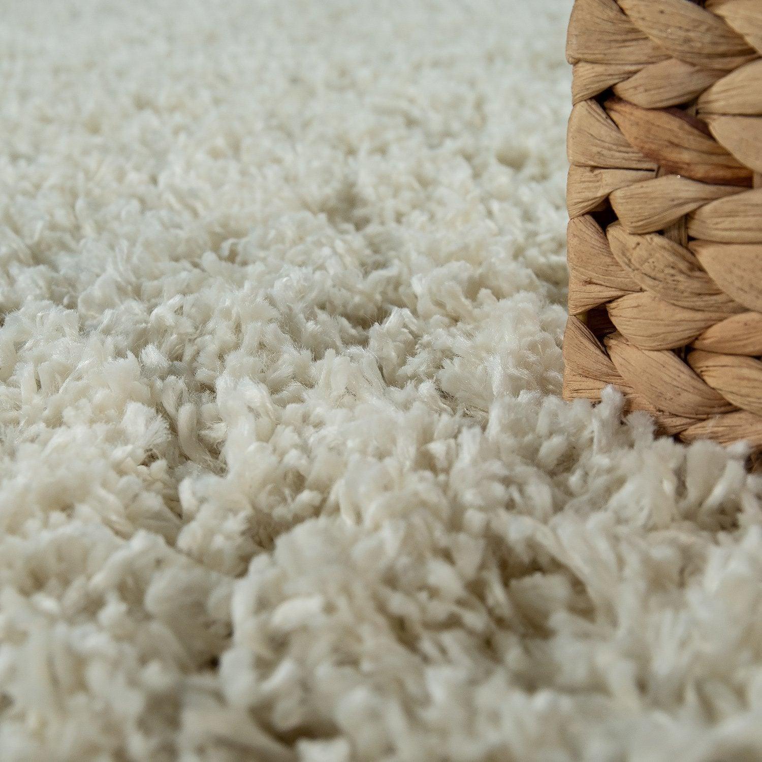 Simple High-Pile Rug White Cream Living Room Robust RugYourHome