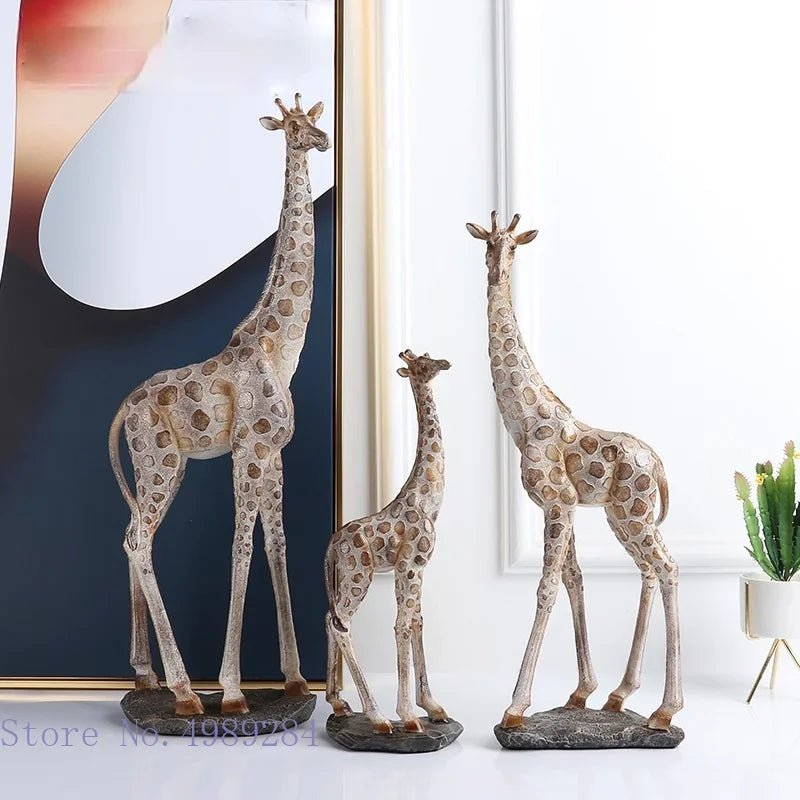 Simulation Animal Giraffe Family Giraffe Ornaments Animal Sculpture Modern Home Decoration Accessories Handicraft Furnishings - House Of Avana
