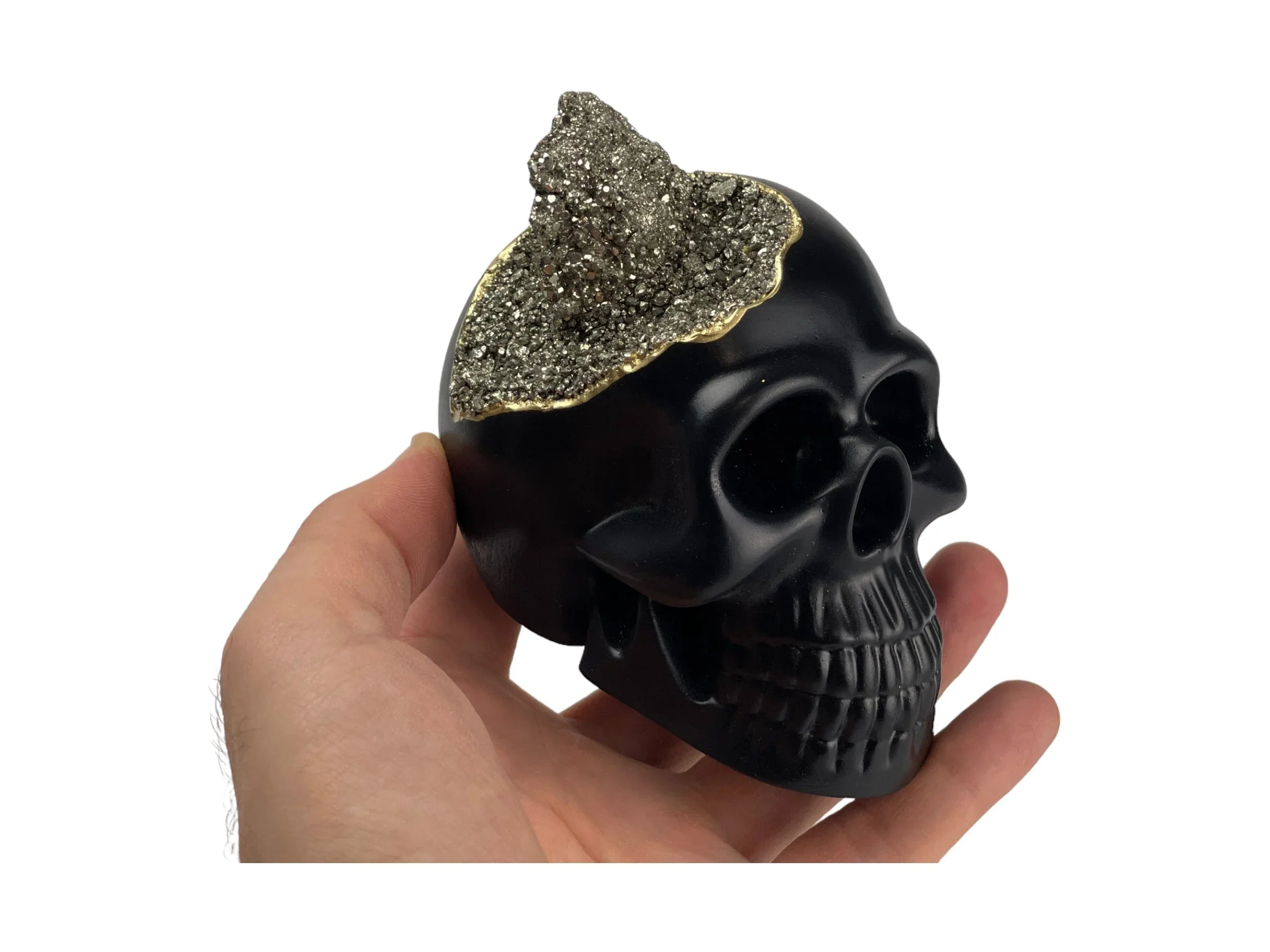 Skull Decor - Black Pyrite Accent, back view - House Of Avana