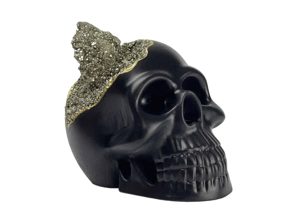 Skull Decor - Black Pyrite Accent, angled view - House Of Avana