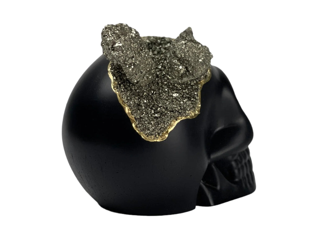 Skull Decor - Black Pyrite Accent, angled view - House Of Avana