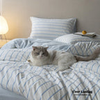 Skye Refreshing Striped Bedding Set / White Ever Lasting