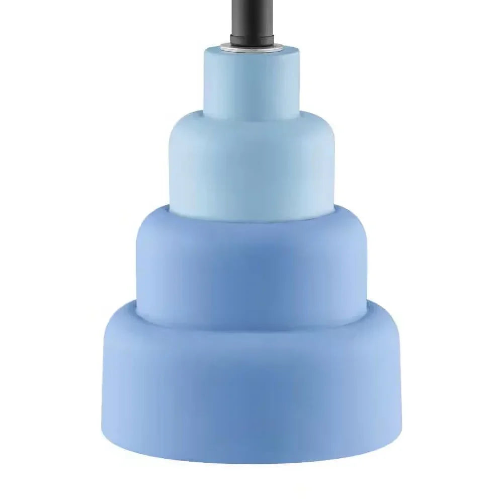 Small Blue Desk Light Table Lamp with White Fabric Shade for Bedside Nightstand