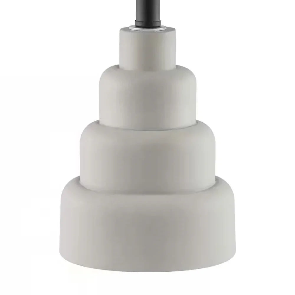 Small Grey Desk Light Table Lamp with White Fabric Shade for Bedside Nightstand
