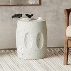 Aesome Drum Shape Outdoor Side Table Concrete Side Table 13.4x18.11inch Small Outdoor Side Table End... - House Of Avana