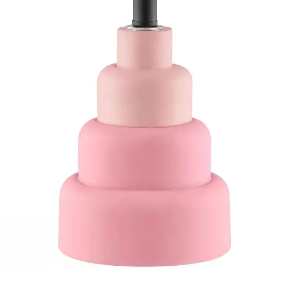 Small Pink Desk Light Table Lamp with White Fabric Shade for Bedside Nightstand