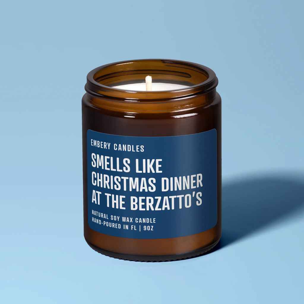 Smells Like Christmas Dinner at the Berzatto's | Soy Wax Scented Candle, front view - House Of Avana