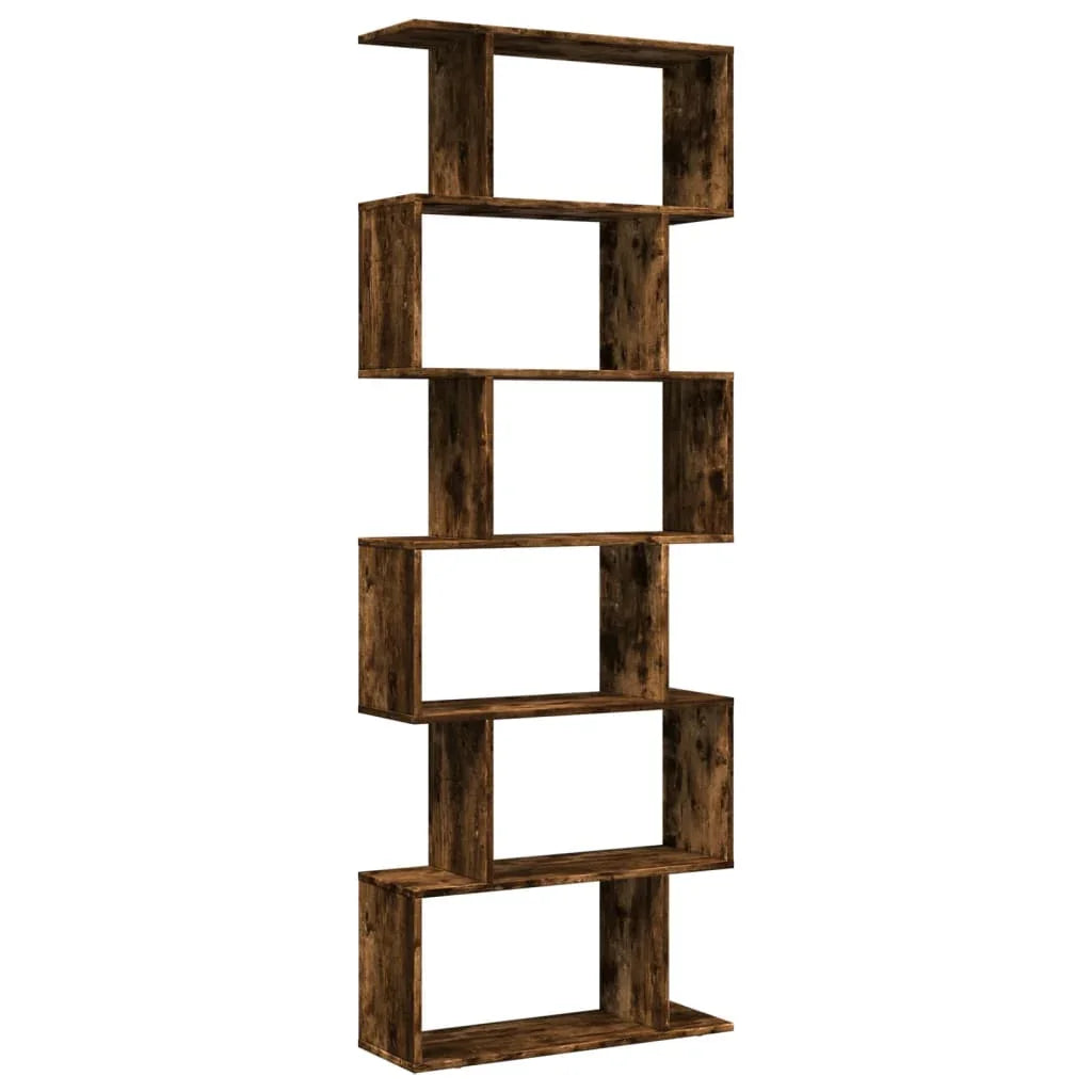 Room Divider Bookcase 6-Tier Smoked Oak 70x24x193 cm Engineered Wood House Of Avana