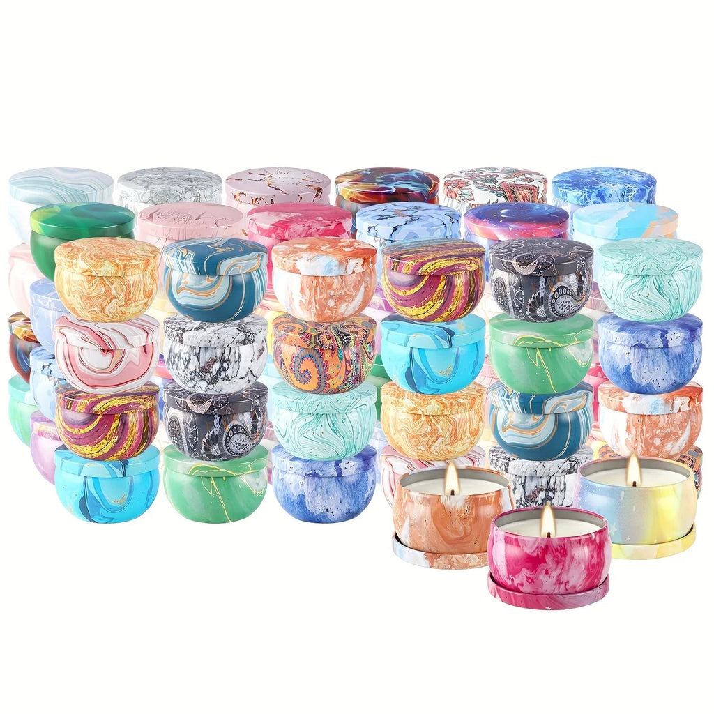 Smokeless marble scented soy wax candles in white, ambient glow - House of Avana