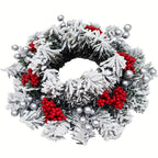 11.8-Inch Snow-Covered Red Berry Christmas Wreath - Realistic Snow Effect with Frosted Finish, All-Weather Resistant Artificial Flowers, Christma Candle Wreath, Christma Wreath, Christmas Home Decoration, Christmas Ornament, House Of Avana