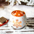 Set of 2 Contemporary Glass Candle Holders with Snowflake Design - Lacquered Tabletop Candleholder for Christmas, Easter, Hanukkah, Thanksgiving, New Year Decorations House Of Avana