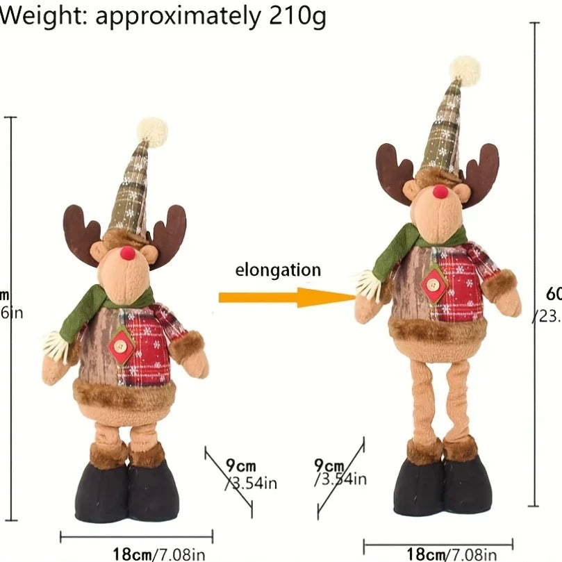 Set of 3 Christmas Decorations Featuring Plush Figurines with Extendable Spring Legs, Including a Snowman, Reindeer, And Santa Claus. These Adjustable Leg Ornaments Are Perfect for Holiday Parties And Make Great Gifts. House Of Avana