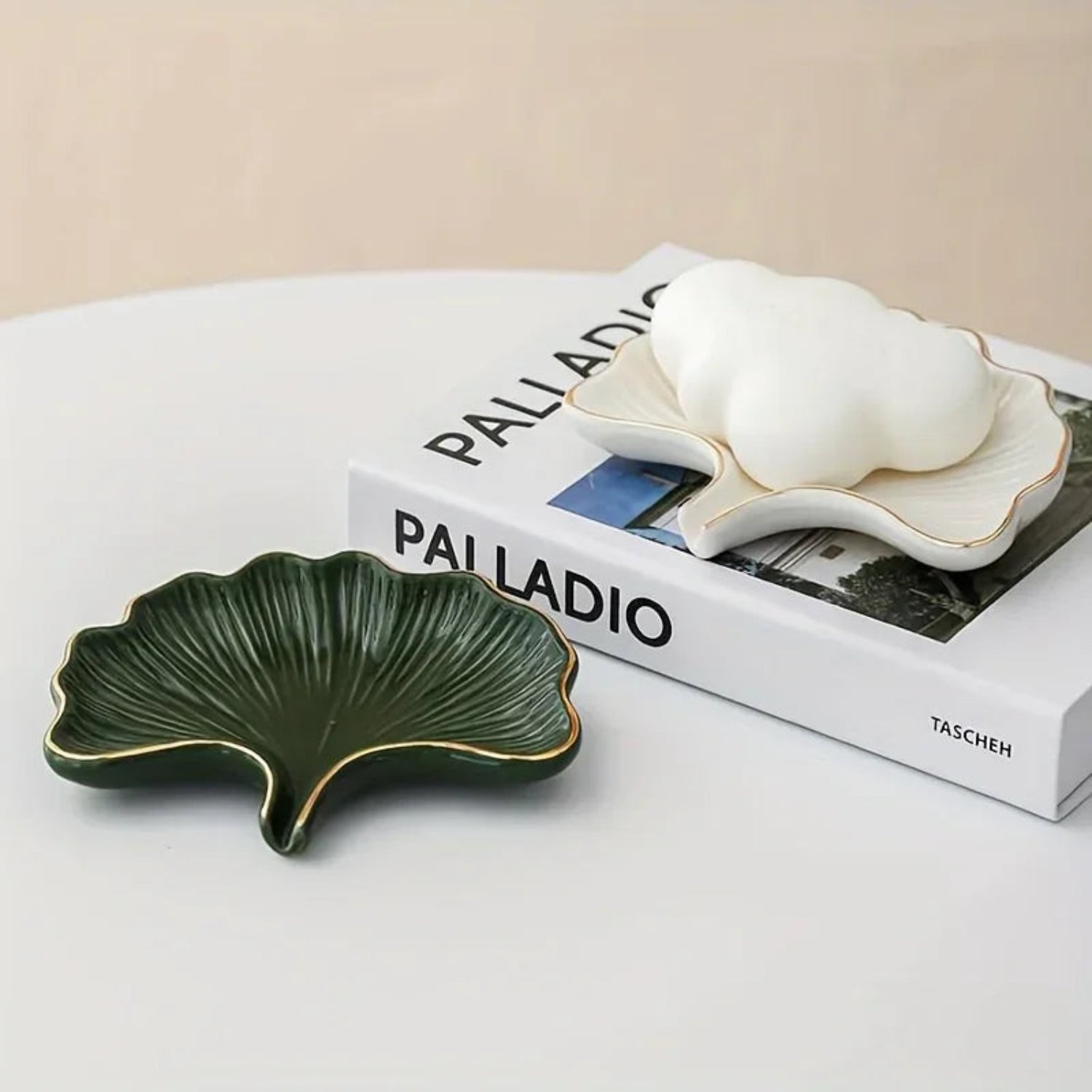 Soap Dish - Ceramic Golden Leaf